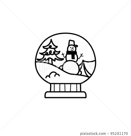 Christmas line icon from the Christmas camping series. Happy Holidays symbol and elements. Stock winter vector. Christmas ball with camping landscape Christmas line icon from the Christmas camping series. Happy Holidays symbol and elements. Stock winter vector. Christmas ball with camping landscape 95281170