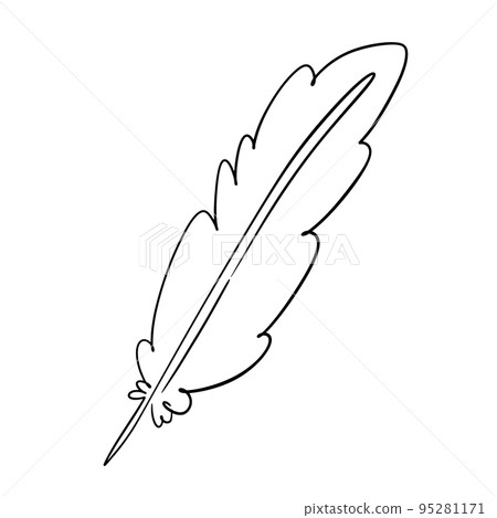Continuous line feather logo. Vector hand drawn elegant Single line feather icon Continuous line feather logo. Vector hand drawn elegant Single line feather icon 95281171