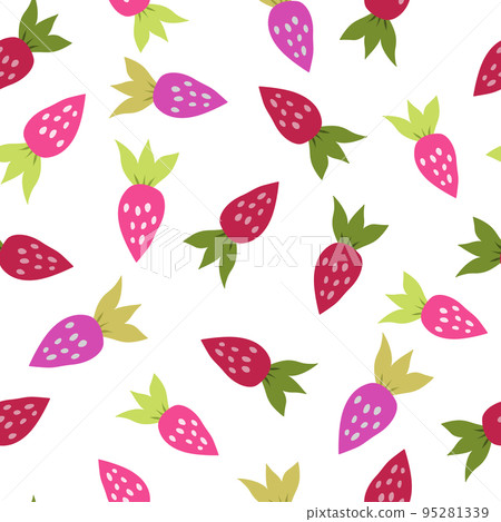 Simple strawberry seamless pattern. Hand drawn strawberries wallpaper. Fruits backdrop. Simple strawberry seamless pattern. Hand drawn strawberries wallpaper. Fruits backdrop. 95281339