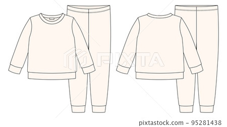 Apparel pajamas technical sketch. Light milk color. 95281438