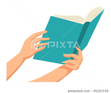 Women's hands with a book. Reading hobby concept. Illustration, vector Women's hands with a book. Reading hobby concept. Illustration, vector 95281539