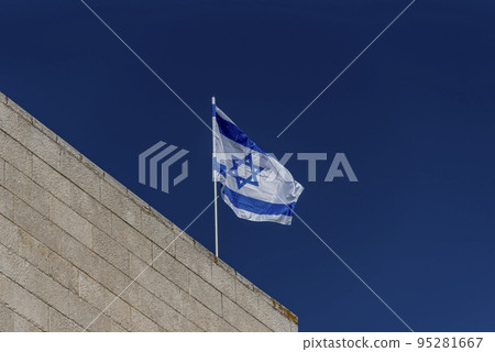 Large Israel flag waving in the wind Large Israel flag waving in the wind 95281667