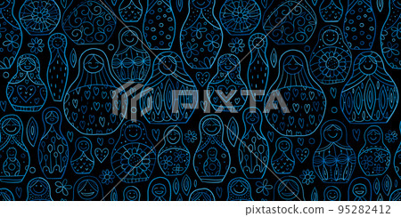 Seamless pattern with russian nesting dolls, Matryoshka 95282412