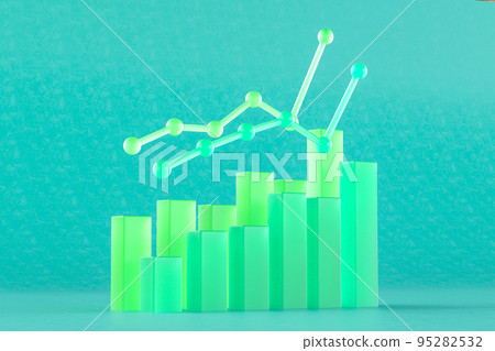 3D illustration. Two financial graph bars with lines. 3D illustration. Two financial graph bars with lines. 95282532