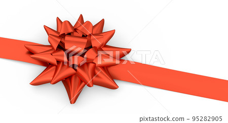 Realistic decorative bow or ribbon for gift box isolated on white background. 95282905