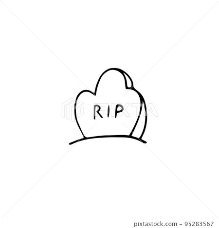 Vector doodle tomb with lettering RIP Vector doodle tomb with lettering RIP 95283567