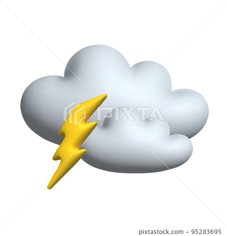 Cloud and lightning. 3d vector icon. Cartoon minimal style. Cloud and lightning. 3d vector icon. Cartoon minimal style. 95283695