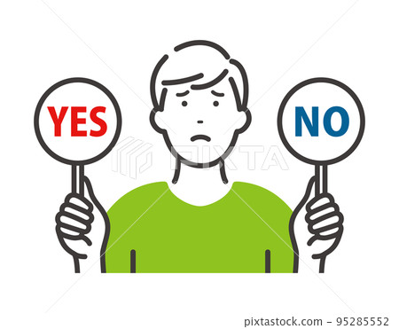 A young man hesitant about answering YES or NO 95285552