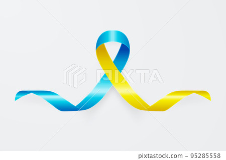Vector 3d Realistic Yellow and Blue Ribbon Icon Closeup Isolated on White Background. Support for Ukraine Symbo Clipart. Design Template for Anti War Call, Peace, Struggle, Protest 95285558