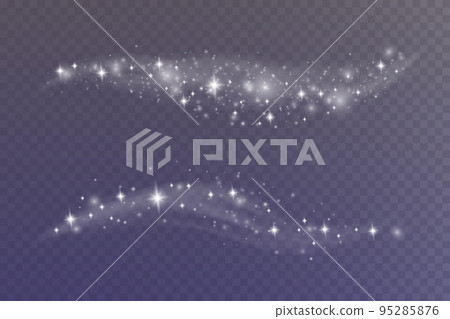 Winter blizzard with sparkles of snow on a transparent background, cold winter wind, cold. Christmas night, holiday illustration. 95285876