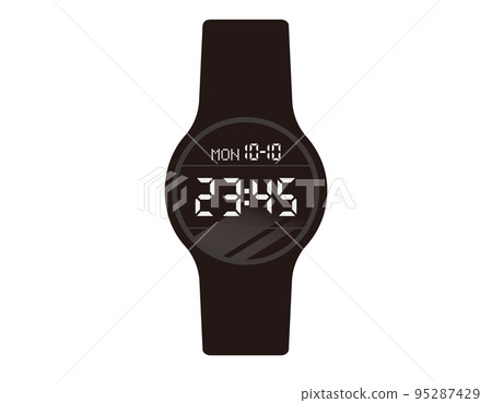 Illustration of a watch with calendar, thermometer and hygrometer display functions 95287429