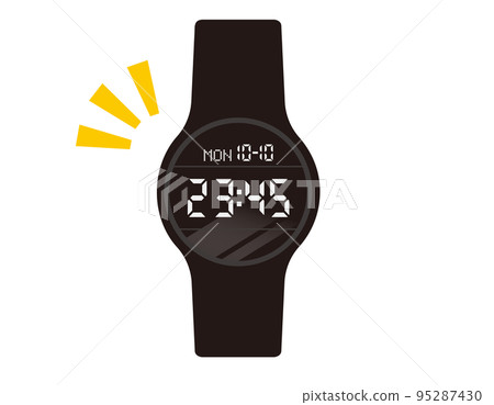 具有日曆、溫度計和濕度計顯示功能的手錶插圖 95287430