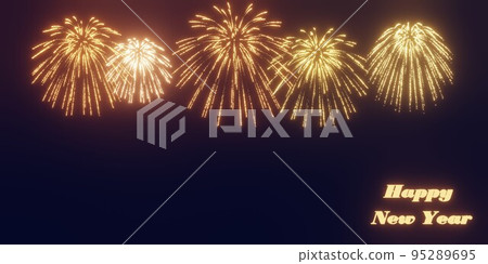 3D rendering of fireworks with Happy New Year text 95289695