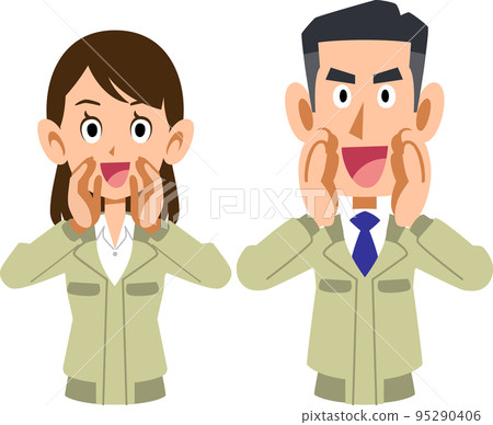 Men and women in construction shops calling out loud 95290406