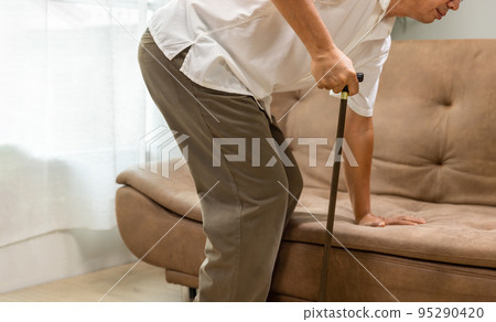 Caregiver takecare older man that having Sarcopenia or muscle loss. Sarcopenia is a degenerative disease of the muscle usually caused by the natural consequence of aging. Caregiver takecare older man that having Sarcopenia or muscle loss. Sarcopenia is a degenerative disease of the muscle usually caused by the natural consequence of aging. 95290420