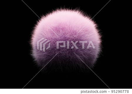 黑色背景上的粉紅色毛皮丸 95290778