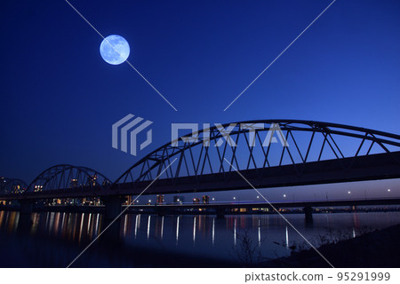 Evening and night view of Umeda from Osaka Yodogawa riverbed Evening and night view of Umeda from Osaka Yodogawa riverbed 95291999