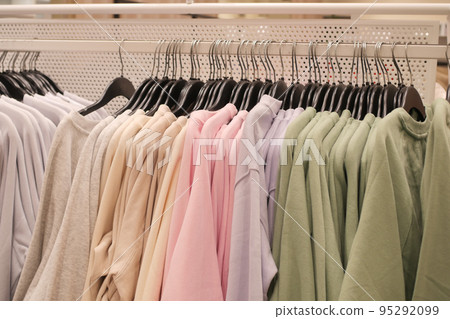 close up of many women cloths display for sale close up of many women cloths display for sale 95292099
