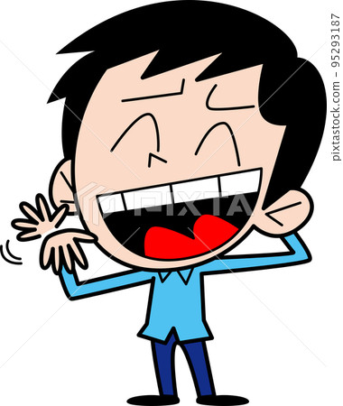 一個帶著困擾的微笑揮手的男人 95293187