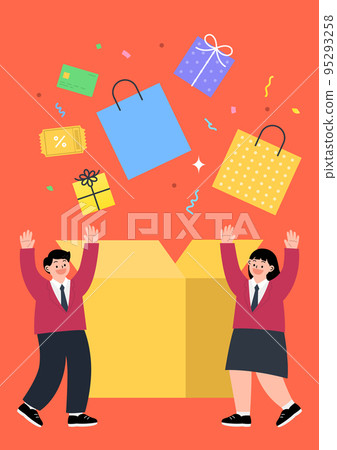 Illustration of high school students shopping Illustration of high school students shopping 95293258