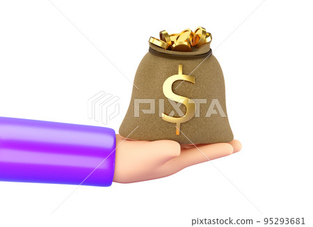 3d human hand holding open Money Bag with dollar sign. Business, saving, money, banking, finance investment and services concept. Profit and growth design idea. Realistic 3d high quality render 3d human hand holding open Money Bag with dollar sign. Business, saving, money, banking, finance investment and services concept. Profit and growth design idea. Realistic 3d high quality render 95293681