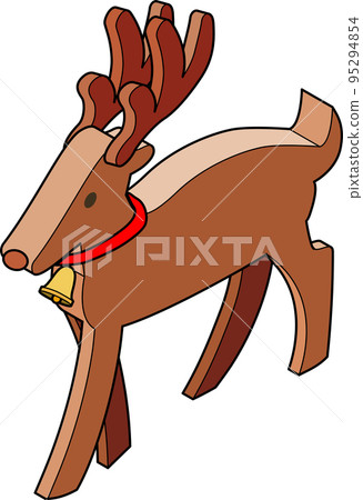 舉著聖誕鈴鐺的馴鹿等距圖標的插圖 舉著聖誕鈴鐺的馴鹿等距圖標的插圖 95294854