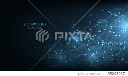 Blue technology background with circuit diagram. 95295017