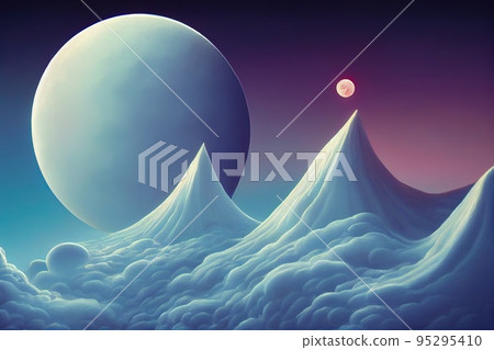 surreal dream cloud moon art 3d rendering surreal dream cloud moon art 3d rendering 95295410