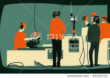 Broadcast Technicians ,Cartoon illustration  95295518