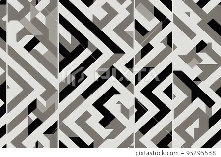 Abstract ethic geometric pattern with maze, diagonal stripes and 95295538