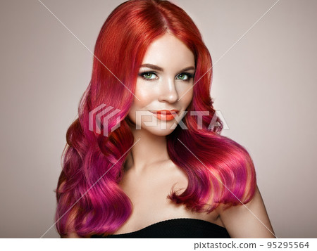 Beauty fashion model woman with colorful dyed hair Beauty fashion model woman with colorful dyed hair 95295564
