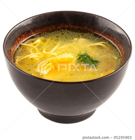 Isolated bowl of chicken noodle soup Isolated bowl of chicken noodle soup 95295903