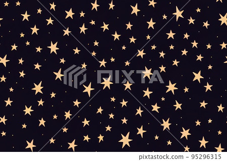 Cartoon starry pattern. Cosmic stars in darkness space 2d 95296315