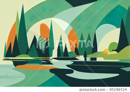2d flat illustrations - Eco style life. Abstract forest. 95296524