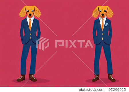 Humanized Irish Setter breed dog dressed up in retro Humanized Irish Setter breed dog dressed up in retro 95296915
