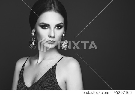Brunette woman with long shiny smooth hair Brunette woman with long shiny smooth hair 95297166