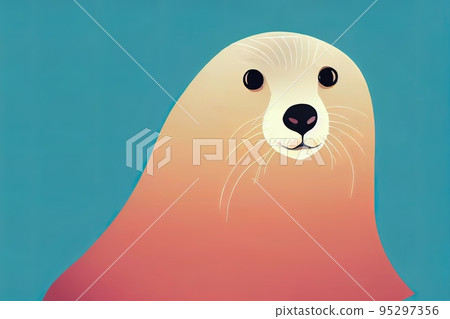 A hipster weasel, isolated 2d illustration. Calm anthropomorphic ermine 95297356
