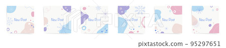 Winter social media posts backgrounds set. Abstract modern templates for square, sale promo posts, invitation, discount. Design with snowflakes, abstract shapes, wavy pattern in minimal style. Winter social media posts backgrounds set. Abstract modern templates for square, sale promo posts, invitation, discount. Design with snowflakes, abstract shapes, wavy pattern in minimal style. 95297651
