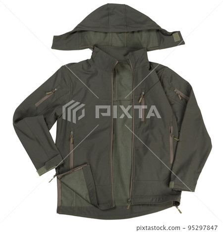 Army jacket khaki, with fleece lining, on a white background, isolate Army jacket khaki, with fleece lining, on a white background, isolate 95297847