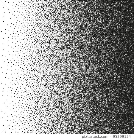 Stipple pattern, dotted geometric background. Stippling, dotwork drawing, shading using dots. Pixel disintegration, random halftone effect. White noise grainy texture. Vector illustration Stipple pattern, dotted geometric background. Stippling, dotwork drawing, shading using dots. Pixel disintegration, random halftone effect. White noise grainy texture. Vector illustration 95299134