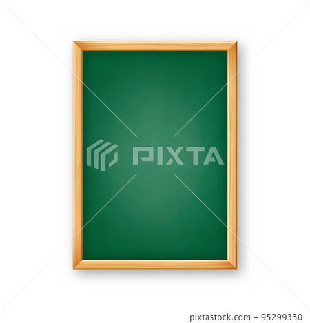 Realistic blank chalkboard in a wooden frame. School blackboard with traces of chalk, writing surface for text or drawing. Presentation board, online studying and e-learning. Vector illustration Realistic blank chalkboard in a wooden frame. School blackboard with traces of chalk, writing surface for text or drawing. Presentation board, online studying and e-learning. Vector illustration 95299330