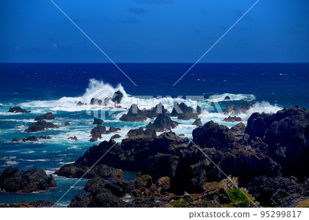 四國・室戶岬・室戶岬花園休息站展望台・波濤拍岸的粗略風景・高知縣室戶市室戶岬町(3) 95299817