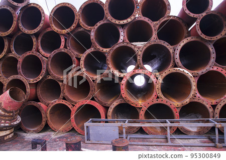 A texture industrial background of Rusty iron pipes  stack    95300849