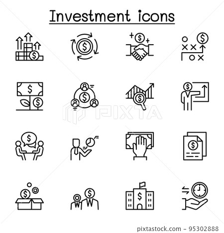 Investment icon set in thin line style Investment icon set in thin line style 95302888