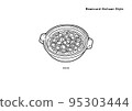 Illustration of mapo tofu (line drawing, monochrome) 95303444