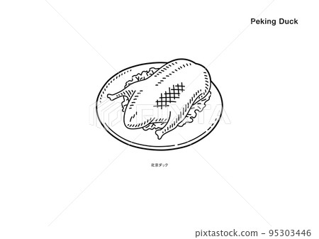 北京烤鴨插圖（線描，單色） 95303446