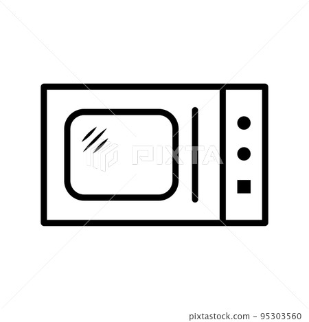有光澤的微波爐圖標。烹飪。廚房電器。向量。 95303560