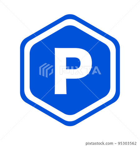 Hexagonal parking sign. Parking lot or bicycle parking, bike parking sign. vector. Hexagonal parking sign. Parking lot or bicycle parking, bike parking sign. vector. 95303562