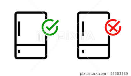 Refrigerator available and Refrigerator not available icon set. Refrigerator failure. vector. Refrigerator available and Refrigerator not available icon set. Refrigerator failure. vector. 95303589