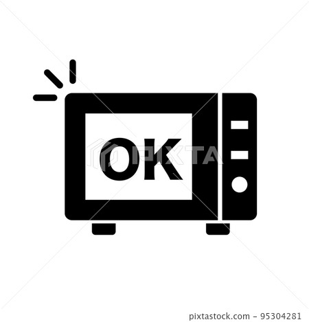 An icon of a microwave oven that has completed defrosting. OK sign and microwave silhouette icon. vector. An icon of a microwave oven that has completed defrosting. OK sign and microwave silhouette icon. vector. 95304281